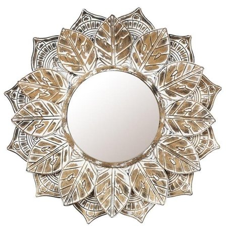 LUXEN HOME Luxen Home Metal Round Leaf Frame Wall Mirror WHA948